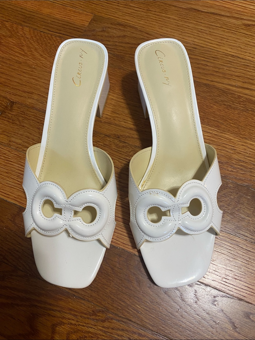 Circus by Sam Edelman White Cutout Slip-On Heeled Mules